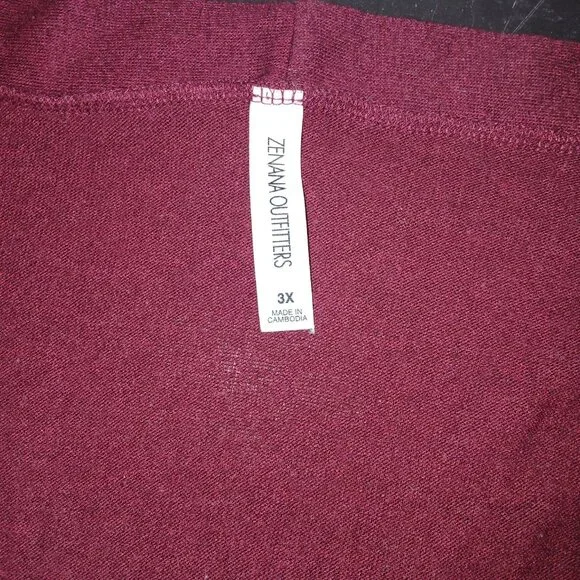 UEC Zenana Outfitters Maroon Long Sweater Duster with pockets size 3X - Picture 3 of 9